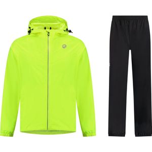 Rogelli Commuter Core Regenpak Dames en Heren - Waterdicht - Regenjas en Regenbroek - Geel Zwart - Maat 3XL