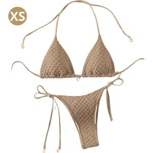 Bovista Bikini Dames - Meisjes Bikini - Badpak - Push Up - Vrouwen Badkleding - Zwemmen - Sexy Set - Top & Broekje - Koffiekleur - Maat XS