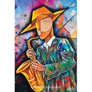 Kubieke Saxofonist | Houten Puzzel | 1000 Stukjes | 44 x 59 cm | King of Puzzle