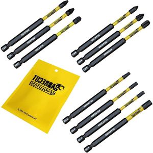 10 x SCRK89 89mm PZ1 PZ2 PZ3 PH1 PH2 PH3 TX20 TX25 TX30 TX40 Magnetic Impact Screwdriver Bits Set - Pozi Pozidriv Phillips Torx - Compatible with Dewalt Milwaukee Bosch Makita - High Quality Steel