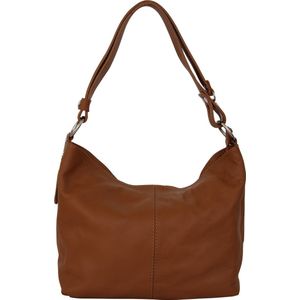 Dames lederen handtas schoudertas crossbodytas  hobo tas GL005 Camelbruin