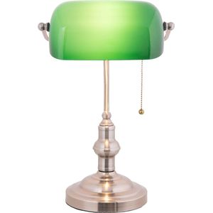 LumiLamp Bureaulamp Bankierslamp 27x17x41 cm Groen Metaal Glas Tafellamp