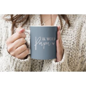Mok - 275 ML - Koffiebeker Blauw - Mokken - Koffiemok - Ik word papa - Spreuken - Quotes - Koffietassen - Peter geschenk - Koffietas - Theemok groot - Grote theemokken - Thee mok Papa - Thee tas Peter vragen - Zwangerschap cadeau - Geschenk voor Hem