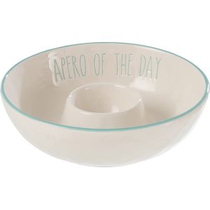 J-Line schaal Dip Apero - keramiek - wit/blauw