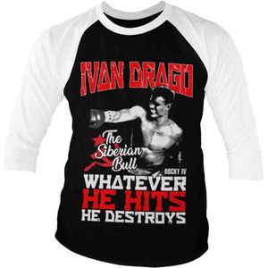 Rocky Raglan top -L- Ivan Drago The Siberian Bull Zwart/Wit