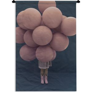 Wandkleed - Wanddoek - Meisje met grote ballonnen - 120x180 cm - Wandtapijt