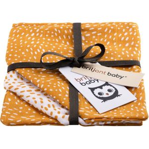 Briljant Baby - Hydrofiele Monddoekjes Minimal Dots (3pack) - Hydrofiele doeken - Ochre