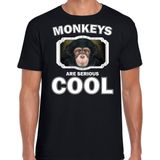 Dieren apen t-shirt zwart heren - monkeys are serious cool shirt - cadeau t-shirt leuke chimpansee/ apen liefhebber XL
