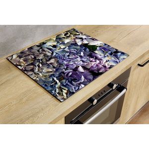 Inductiebeschermer - Blauwe Hortensia - 80.2x52.2 cm - Inductiebeschermer - Inductie Afdekplaat Kookplaat - Inductie Mat - Anti-Slip - Keuken Decoratie - Keuken Accessoires