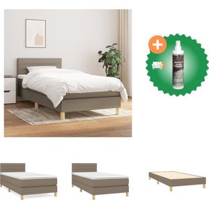 vidaXL Boxspring met matras stof taupe 90x200 cm - Bed - Inclusief Reiniger