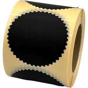 Zwarte Sluitsticker - Antique Black - 250 Stuks - XL - rond 47mm - sterrand - sluitzegel - sluitetiket - preegsticker - chique inpakken - cadeau - gift - trouwkaart - geboortekaart - kerst