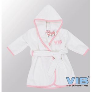 VIB® - Badjas Luxe Katoen - VIB (Wit-Roze) - Babykleertjes - Baby cadeau