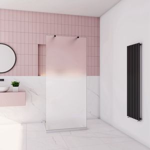 Inloopdouche 87,7x200cm,10mm NANO EasyClean veiligheidsglas matglas,73-120cm Stabilisatiestangen x2, zwart