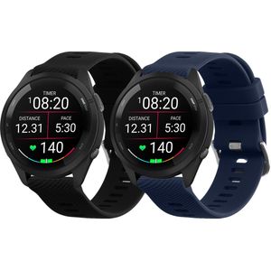 kwmobile 2x horlogebandjes geschikt voor Garmin 22mm Forerunner 265 bandje - Smartwatch bandjes van TPU - Activity tracker horloge band in zwart / donkerblauw