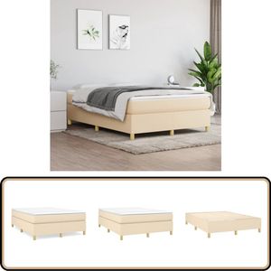 vidaXL Bedframe - Crèmekleurig - 140x190 cm Boxspring Frame - Bed Frame - Slaapkamer Meubels - Creme Kleurtje - Stoffen Bed Frame