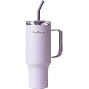 1200 ml drinkbeker met deksel en rietje, beker met deksel en rietje, BPA-vrij, lekvrij, grote metalen drinkfles voor sport, school, fitness, buiten, kamperen, lila kleuren