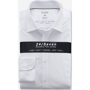 OLYMP Level 5 24/Seven body fit overhemd - mouwlengte 7 - wit tricot - Strijkvriendelijk - Boordmaat: 40