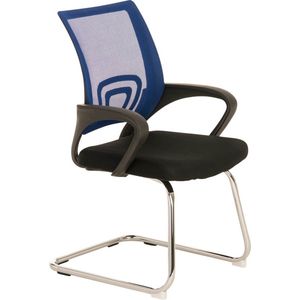 Vergaderstoel deluxe - Met armleuning - Bezoekersstoel - Kantinestoel - Wachtkamerstoel - Eetkamerstoel - Zwart/blauw