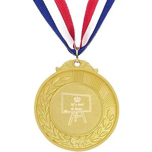 Akyol - juf u bent de beste medaille goudkleuring - Juf - cadeaupakket juf - einde schooljaar - afscheid - leuk cadeau voor je juf om te geven