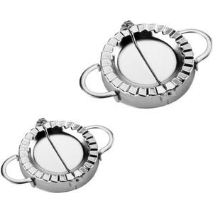 Dussdote Ravioli-gereedschap - keukengerei - snel ravioli maken - met praktische handgreep - roestvrij staal - zilver - 2 stuks