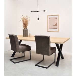 Luxe Eiken Boomkant Tafel - 90x180 cm - Opgebouwd eiken tafelblad - Onbehandeld blank eikenhout - Rustiek en Eigentijds - Perfect voor Eetkamer of Vergaderruimte
