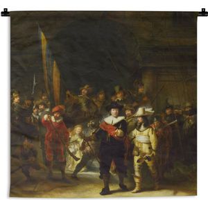 Wandkleed - Wanddoek - De Nachtwacht - Rembrandt van Rijn - 120x120 cm - Wandtapijt