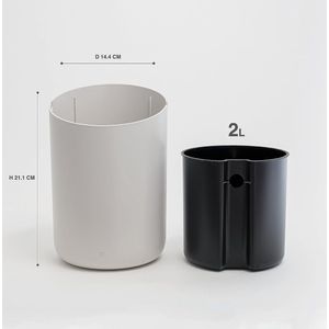 Kleine Tafel Afvalbak 'Tove' - 2L | Exclusieve Mini Cosmetica-Emmer Design uit Berlijn | Afvalbak Voor Badkamer, Keuken & Bureau | Antislip, Binnenemmer | Taupe (licht), Zwart