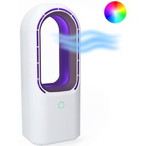 Bladloze Ventilator met LED Licht - Tafelventilator met Verlichting - Draagbare Ventilator - Wit - Silvergear