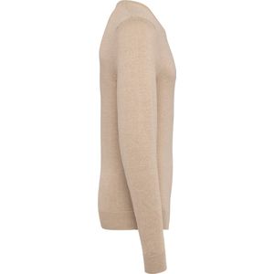 Pullover/Cardigan Heren XL Kariban V-hals Lange mouw Beige heather 50% Katoen, 50% Acryl