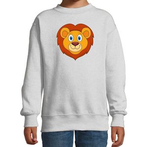Cartoon leeuw trui grijs voor jongens en meisjes - Kinderkleding / dieren sweaters kinderen 122/128