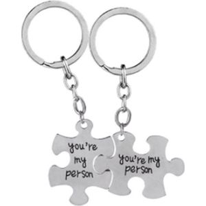 Bixorp Friends Vriendschap Sleutelhanger voor 2 met Puzzelstukjes Zilverkleurig -  Best Friends BFF Cadeau voor haar