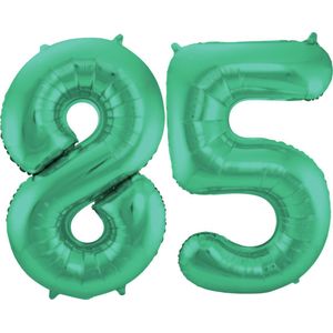 Folat Folie ballonnen - 85 jaar cijfer - glimmend groen - 86 cm - leeftijd feestartikelen