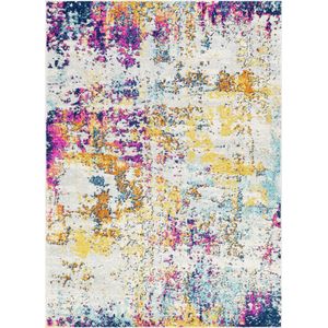 SURYA Vloerkleed - Woonkamer, Slaapkamer - Modern Abstract Tapijt SARAH - Blauw/Geel/Roze - 160x220 cm