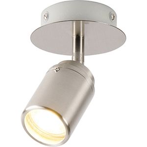 QAZQA ducha - Moderne Plafondlamp voor badkamer - 1 lichts - Ø 100 mm - Staal -