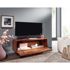 Rootz TV-meubel - Lowboard - TV-dressoir met vouwdeur - Modern TV-meubel - TV-meubel in de woonkamer - Massief Sheeshamhout - 92x44x35 cm