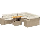 vidaXL - 10-delige - Loungeset - met - kussens - poly - rattan - beige