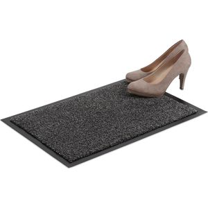 Relaxdays schoonloopmat grijs - deurmat binnen - droogloopmat - voetmat - extra dun - 40x60cm