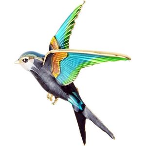 Fako Bijoux® - Broche - Vogel - Zwaluw - 50x56mm - Witte Kop