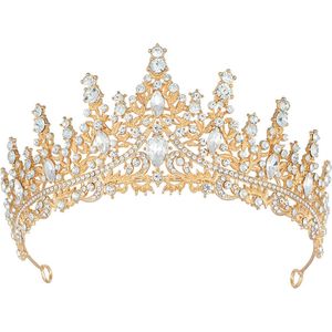 Luxe Tiara - Diadeem - Kroon - Haarsieraad - Goudkleurig