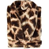 Zohome Giraffe Badjas Lang - Flanel Fleece - Maat S - Brown - Badjas Dames - Badjas Heren