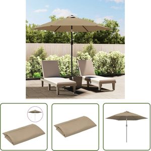 vidaXL Parasol Doek - Parasol Hoes - Vervangingsdoek voor parasol 300 cm taupe - Parasol Vervangingsdoek - Parasolhoes Taupe - Parasolcover