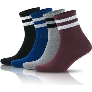 Gestreepte sokken | Kleurrijke sokken | Sportsokken | Sneaker sokken | Vrolijke sokken | Cadeau voor dames en heren | maat 35-40 | 4 paar