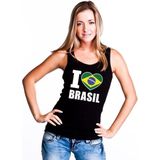 Zwart I love Brazilie fan singlet shirt/ tanktop dames M