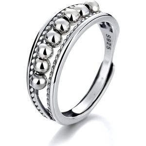 Anxiety Ring - (Golf) - Stress Ring - Fidget Ring - Anxiety Ring For Finger - Draaibare Ring Dames - Overprikkeld Brein - Spinner Ring - Zilver 925