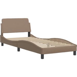 vidaXL - Bed - met - matras - kunstleer - cappuccinokleurig - 90x200 - cm