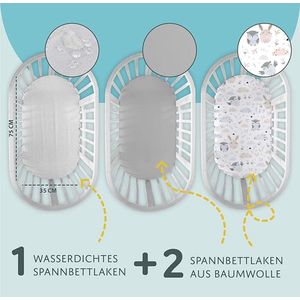 hoeslaken kinderwagen wieg set3/75x35cm