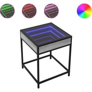 vidaXL - Nachtkastje - met - Infinity - LED - 40x40x51 - cm - grijs - sonoma - eiken