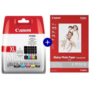 Canon PGI-550XL & CLI-551 - Inktcartridge - Incl. Canon Fotopapier