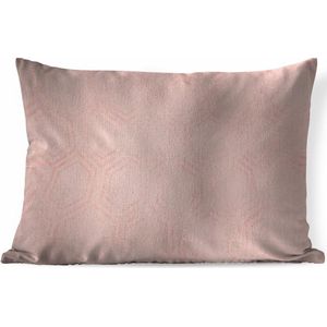 Sierkussens - Kussen - Luxe patroon van glimmende en roze zeshoeken tegen een roze achtergrond - 50x30 cm - Kussen van katoen