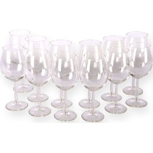 Cadeau Set: Gourmet Wijnglazen | Wijnglas Set 12 - Glas - Transparant - Voor Rode en Witte Wijn - 430ml en 580ml - 6 Stuks elke size | Ideaal voor Feestjes!